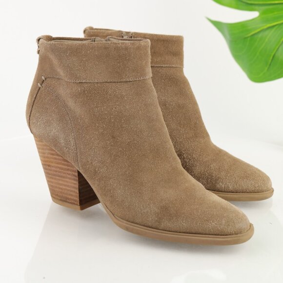 Steve Madden Womens Faander Boot Size 8.5 Tan Taupe Suede Block Heel Bootie - Picture 1 of 11